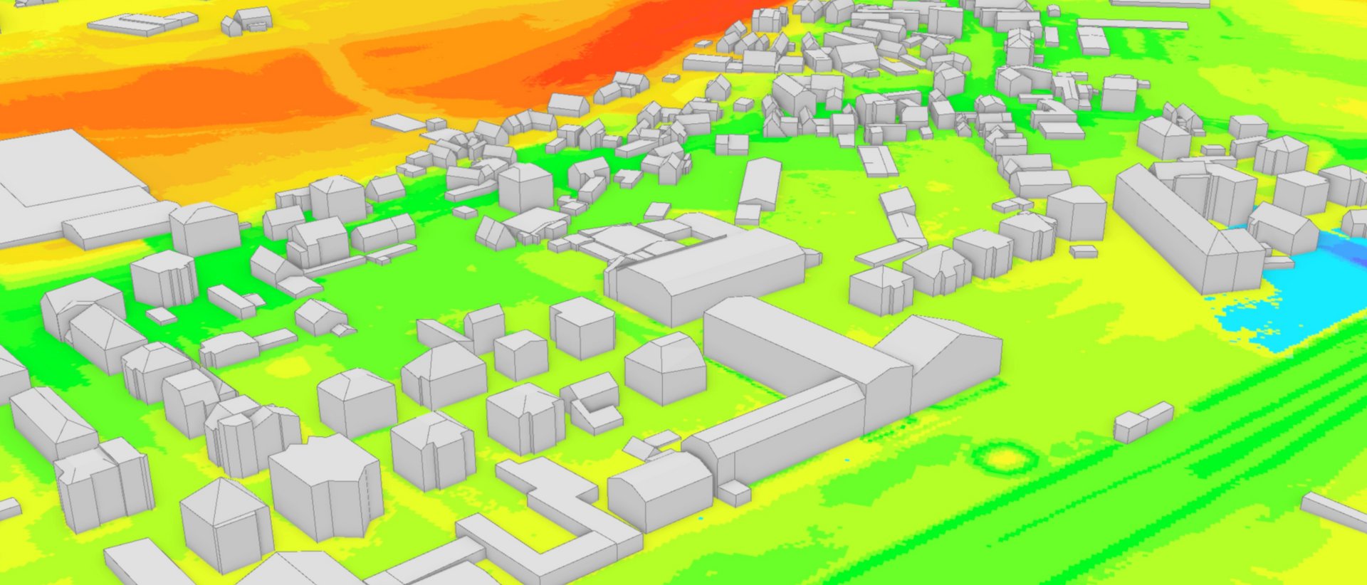 Digitales Geländemodell mit Gebäudedaten des digitalen 3D-Stadtmodells des Freistaates Sachen © GeoSN, dlde/by-2-0